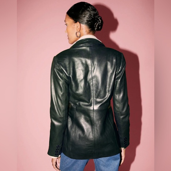 Reformation x Veda Bowery Leather Blazer in Black Size Medium M - Picture 2 of 10